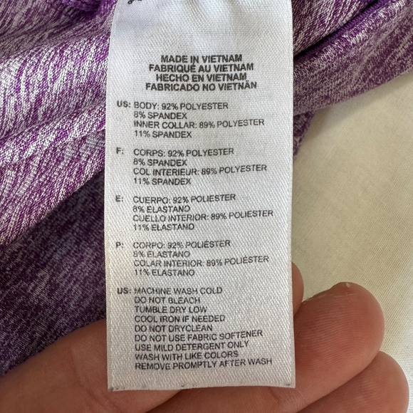 Adidas Women's Short Sleeve Athletic High Neck Top Purple Small Activewear Gym - Picture 9 of 15